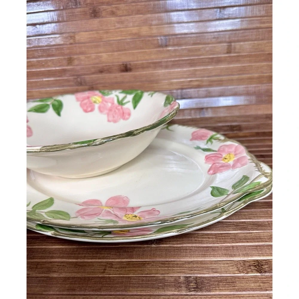 True Vintage Franciscan Desert Rose USA Serving Set 3 Platters 2 Veggie Bowls